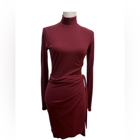 Reformation Dresses & Skirts - Reformation Ribbed Wrap Dress Size M Red Long Sleeve